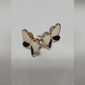 Black And Cream Color Butterfly Enamel Stud Earrings. 🌴